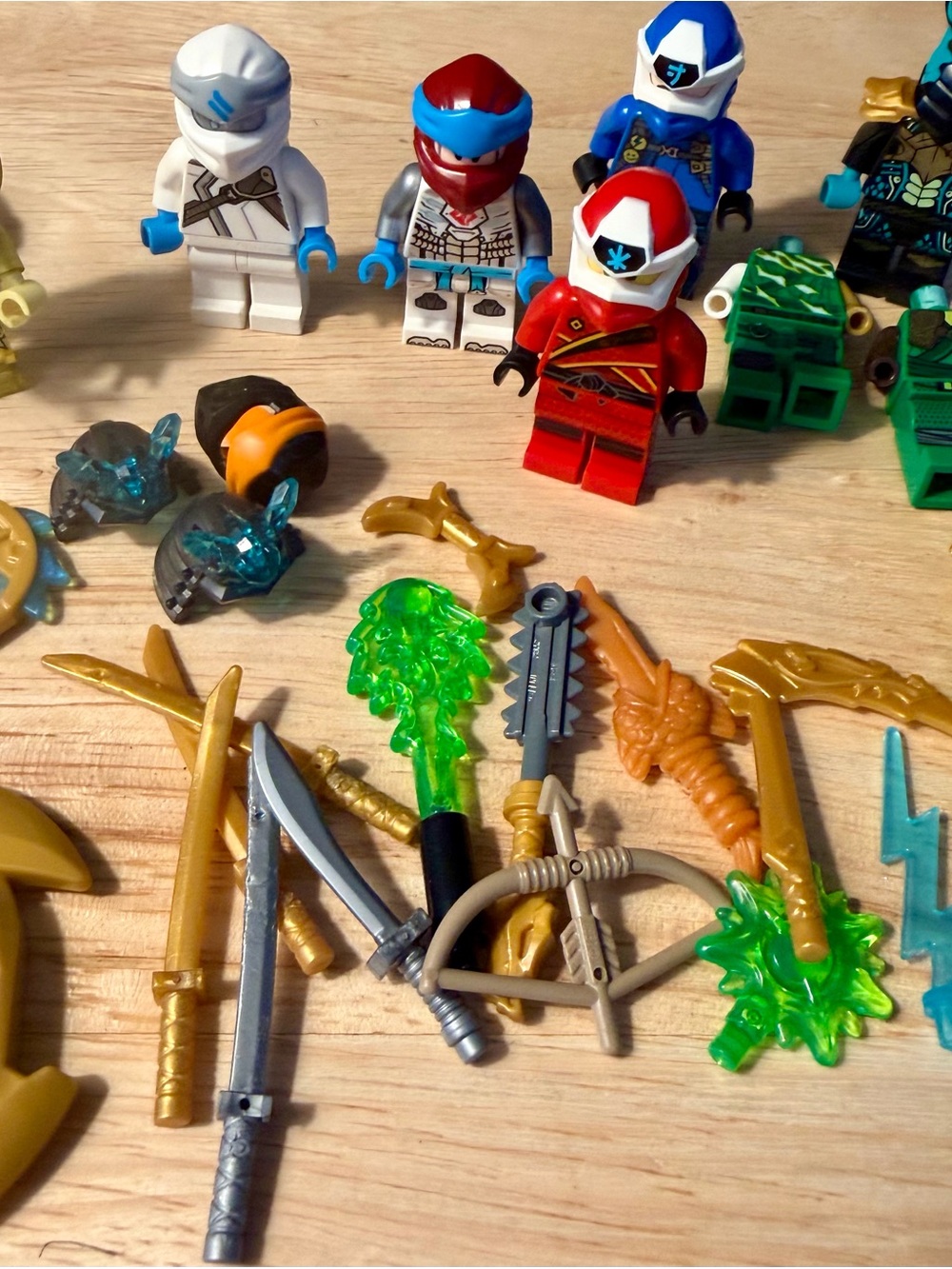 Lego Red Blue White Gold Green Ninjago Minifigures & Accessories Lot